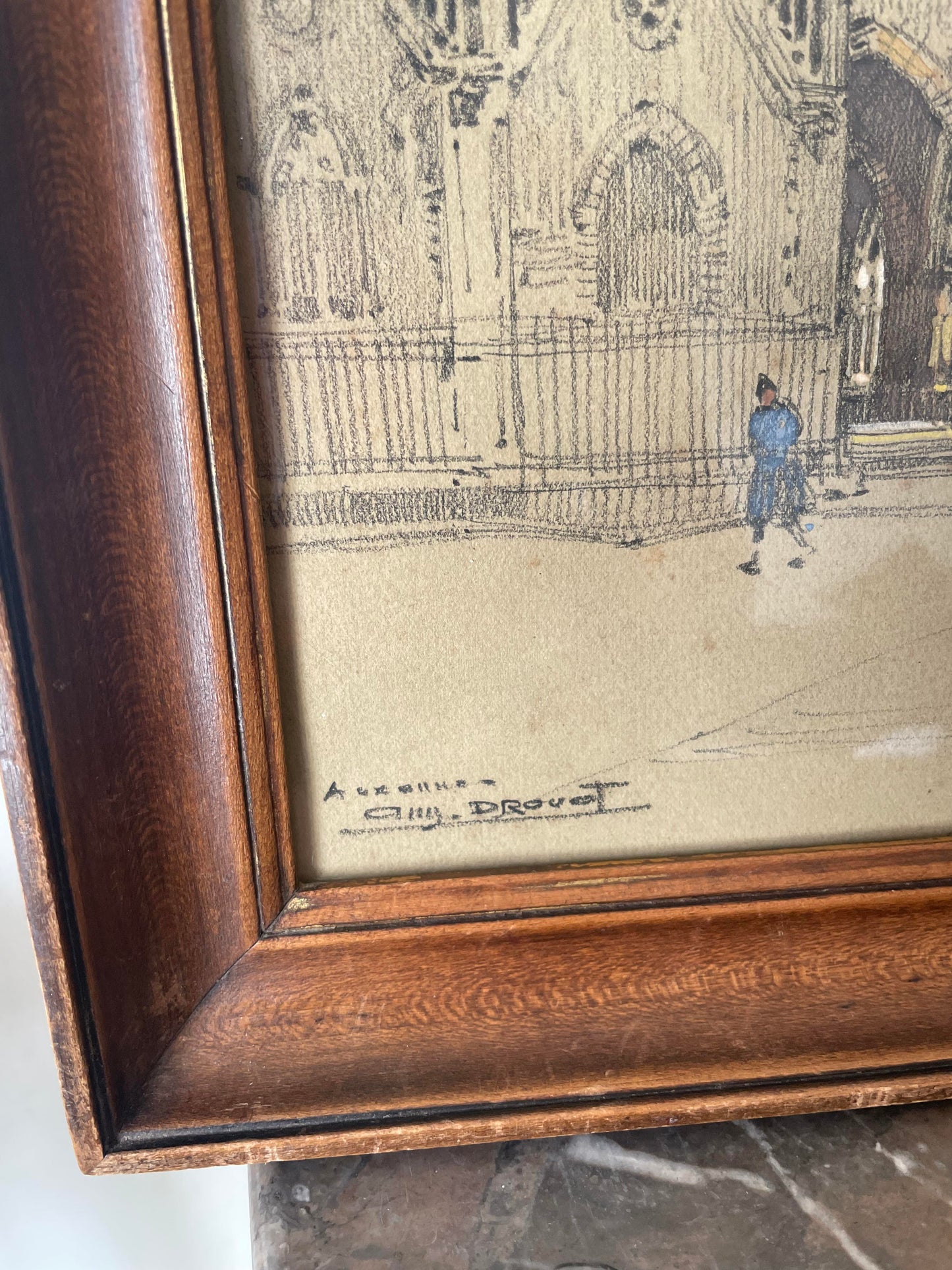 Auguste Drouot (1881- 1955) "La cathédrale d'Auxerre et ses environs"