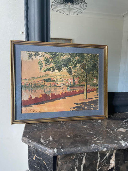 A.Cordeau "Promenade autour du lac" aquarelle