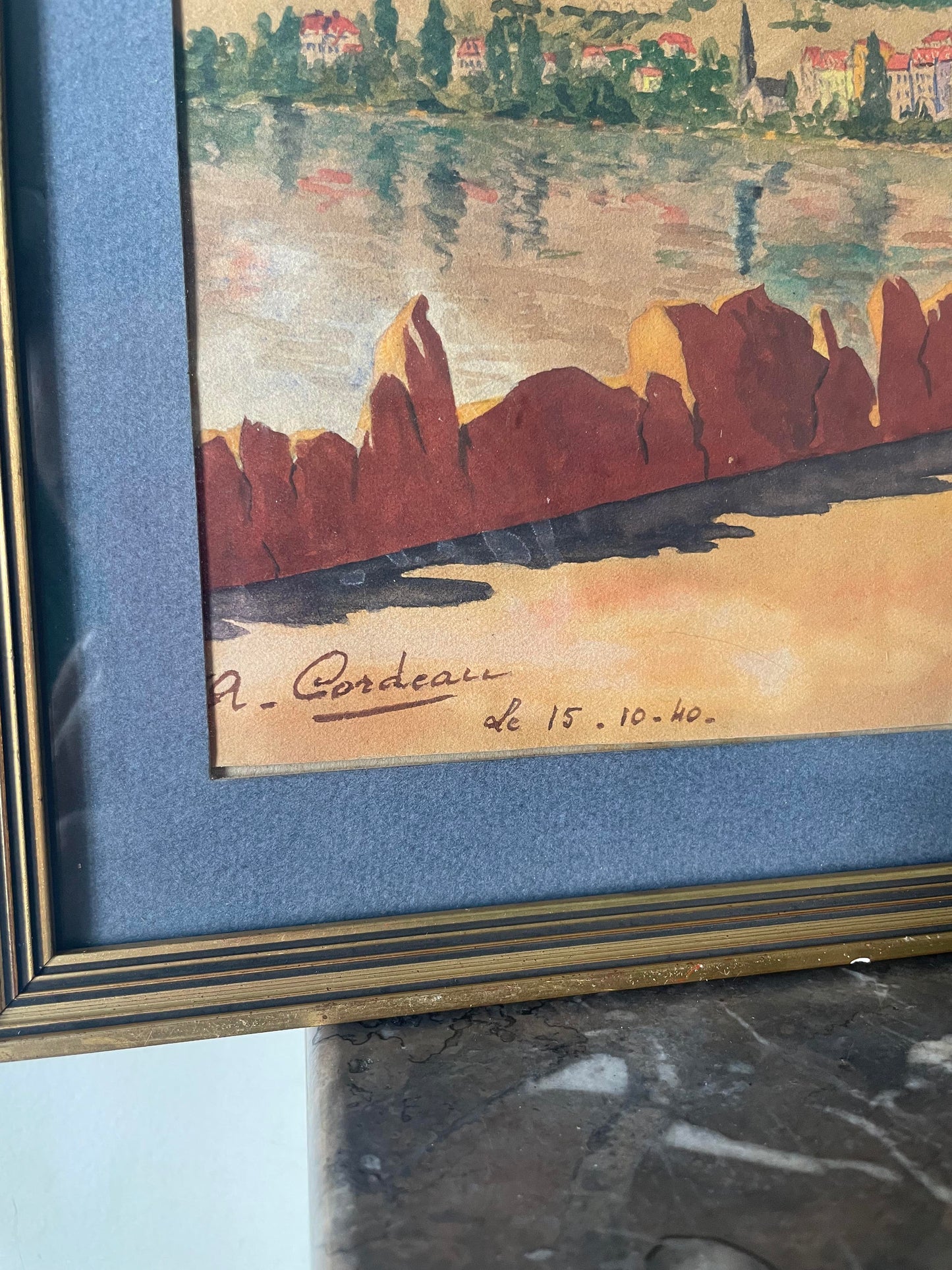 A.Cordeau "Promenade autour du lac" aquarelle