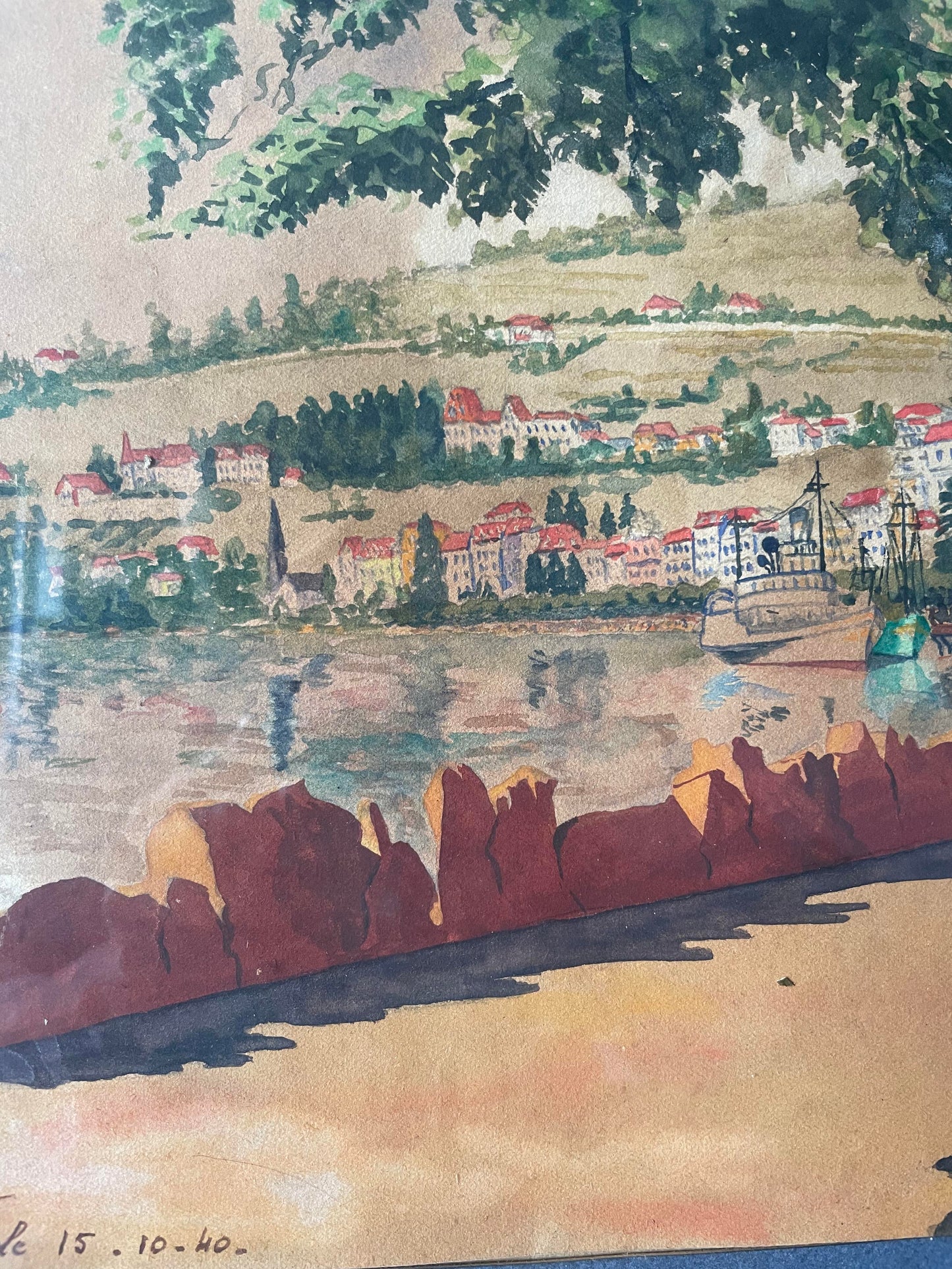 A.Cordeau "Promenade autour du lac" aquarelle