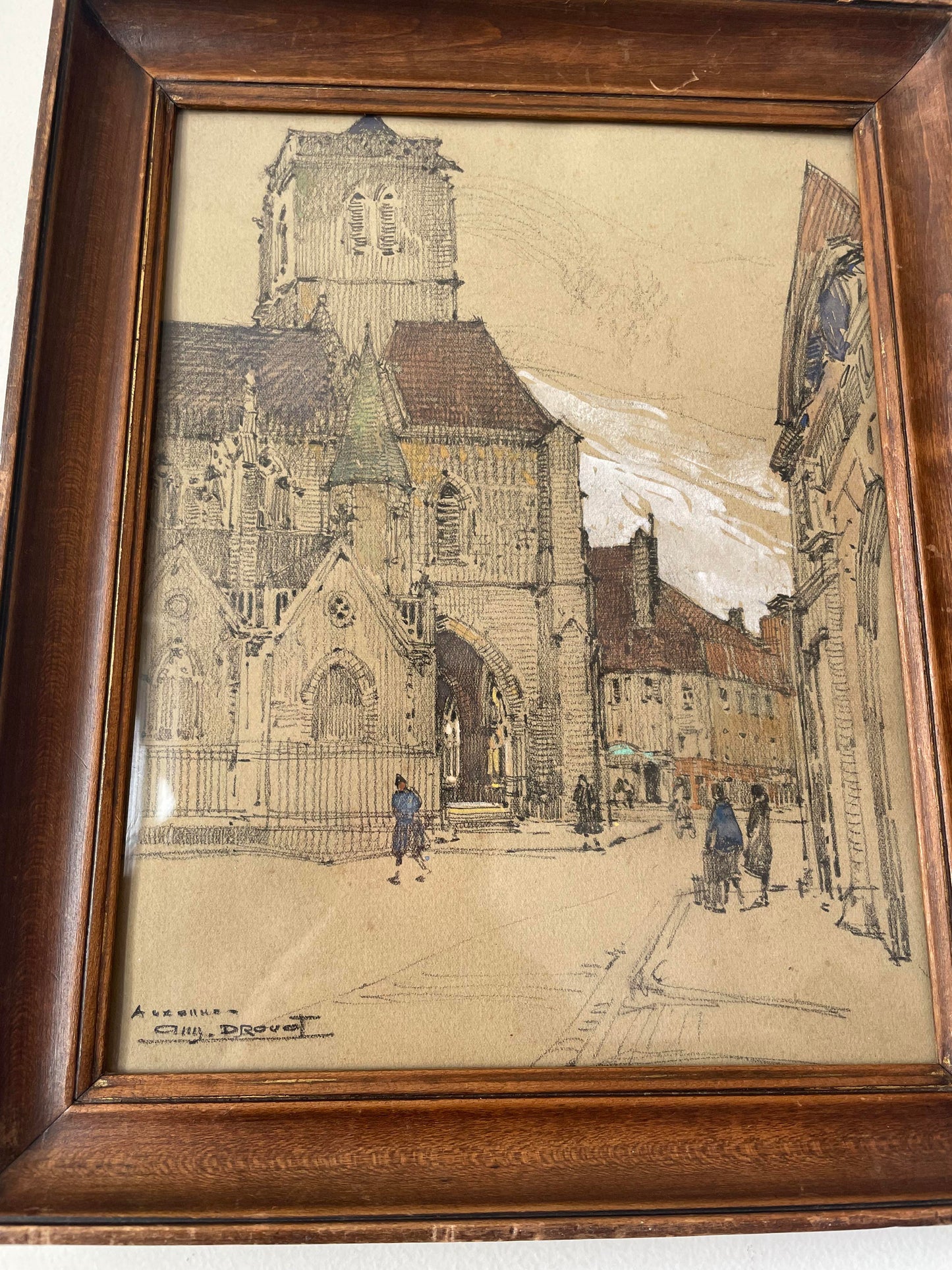 Auguste Drouot (1881- 1955) "La cathédrale d'Auxerre et ses environs"