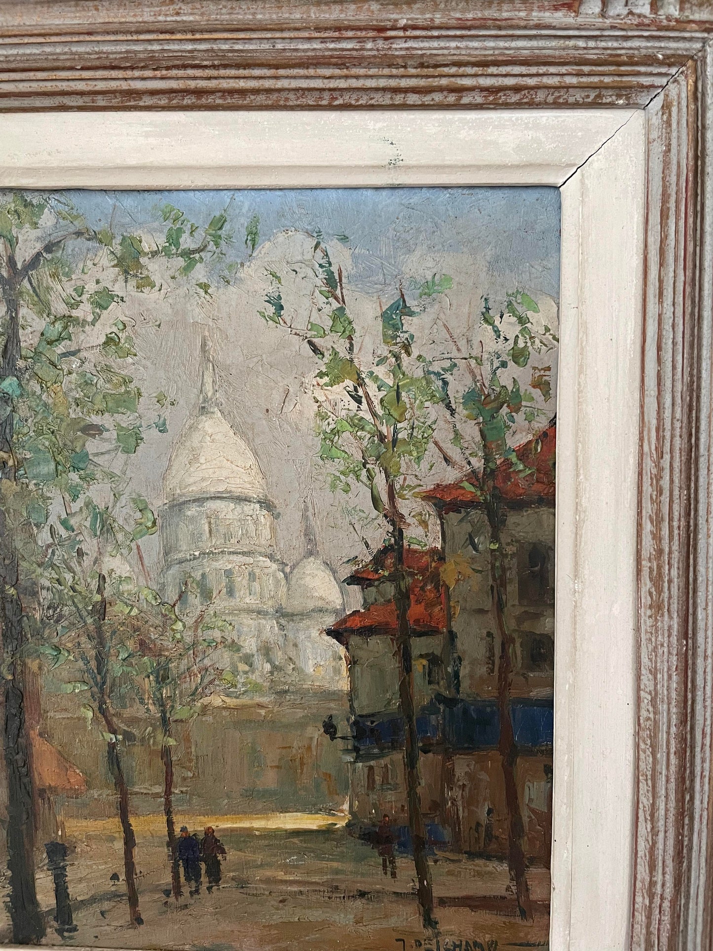 Gabriel Deschamps (1919 - 2011) "Place du Tertre à Montmartre" peinture sur isorel