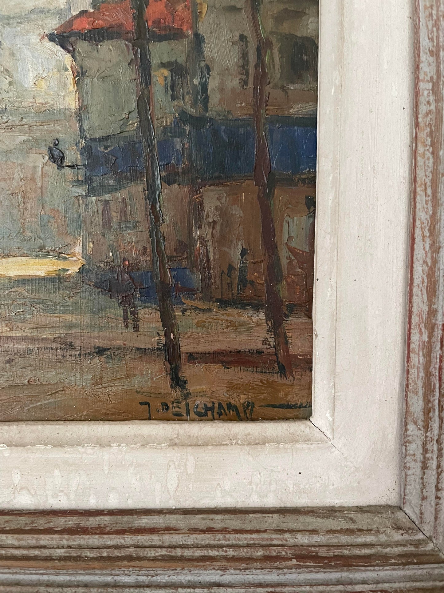 Gabriel Deschamps (1919 - 2011) "Place du Tertre à Montmartre" peinture sur isorel