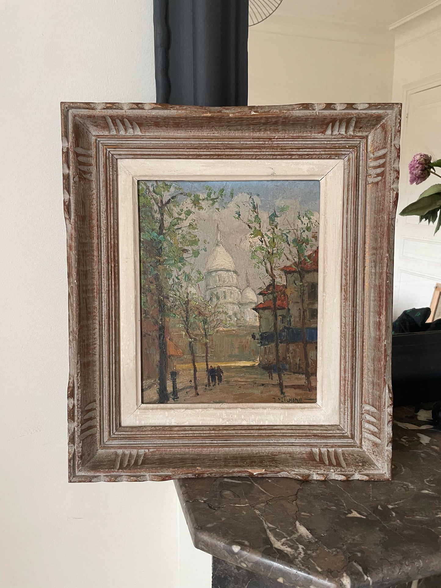 Gabriel Deschamps (1919 - 2011) "Place du Tertre à Montmartre" peinture sur isorel