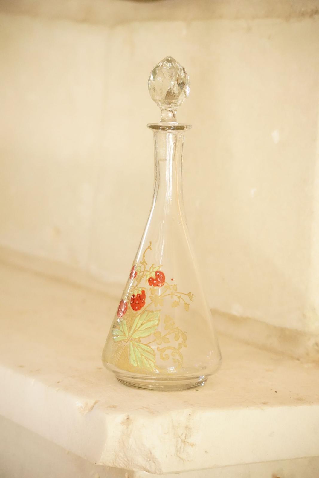 Legras (Fin XIXe siècle) - Carafe à liqueur en verre émaillé