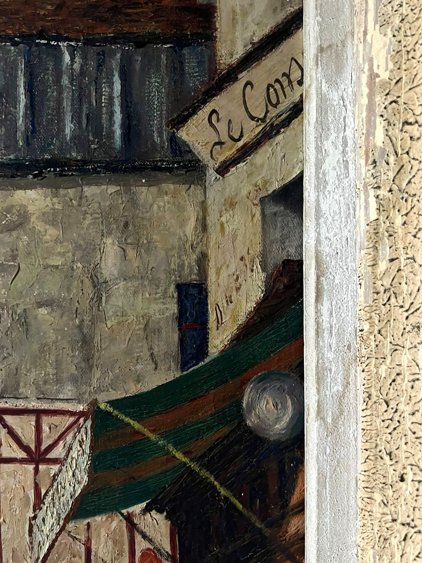 Peinture huile sur toile 'Rue parisienne' CH Chaloy 1953 Ecole de Paris
