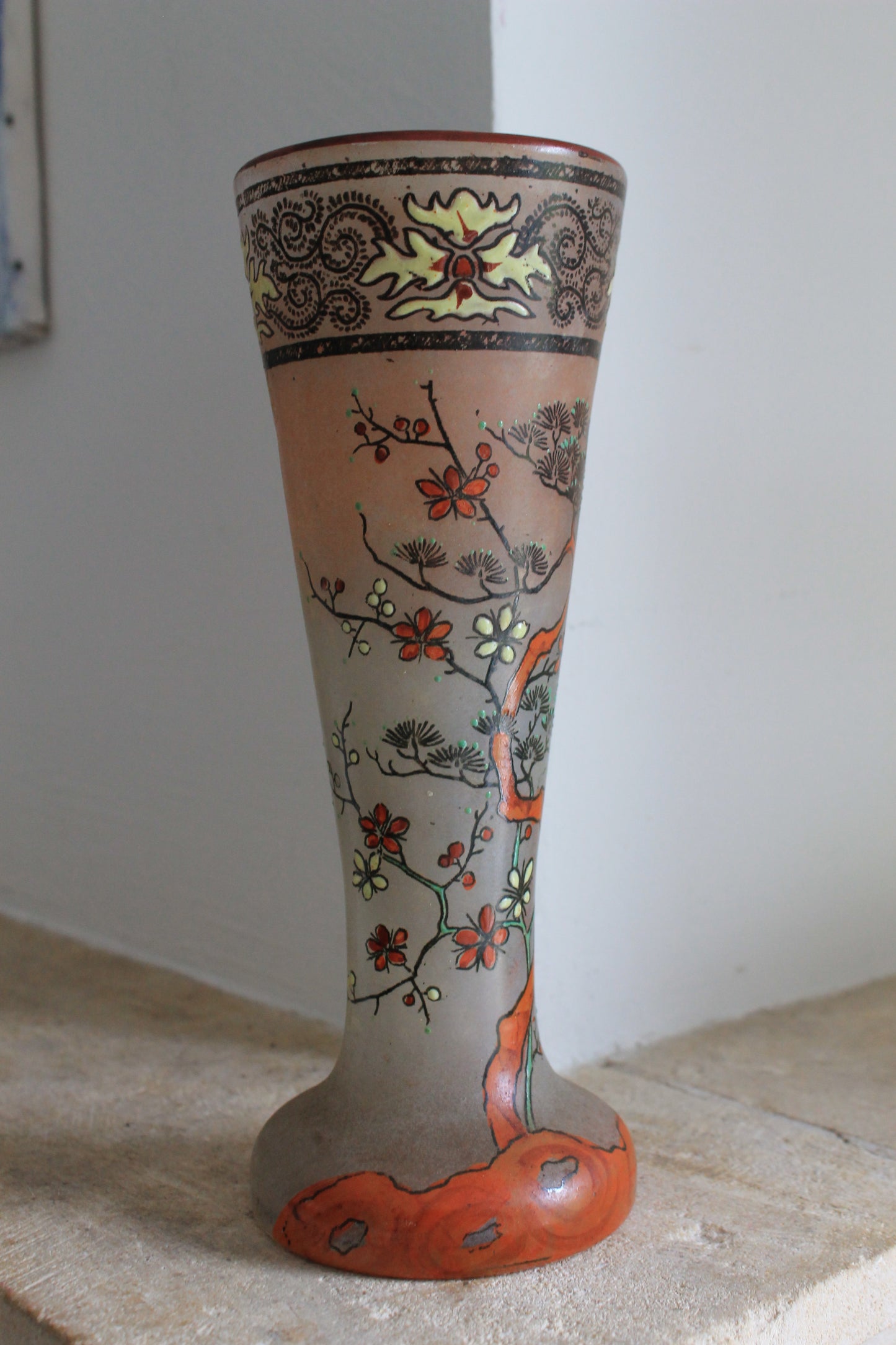 Legras vase cornet modèle "Printemps" en verre (1900 - 1910)