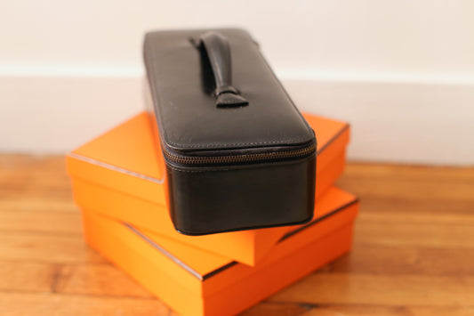 Hermès coffret à bijoux de voyage en cuir box noir