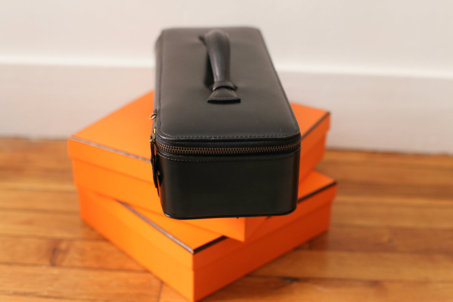 Hermès coffret à bijoux de voyage en cuir box noir