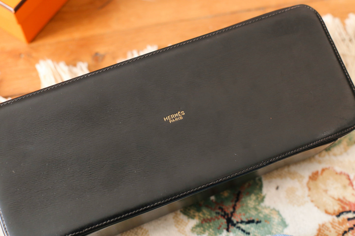 Hermès coffret à bijoux de voyage en cuir box noir