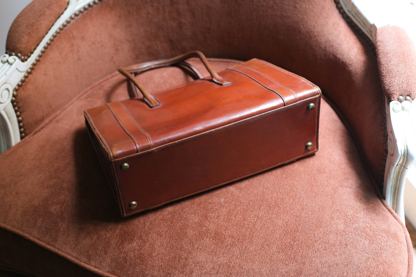 Hermès sac à main modèle Drag en cuir marron vintage