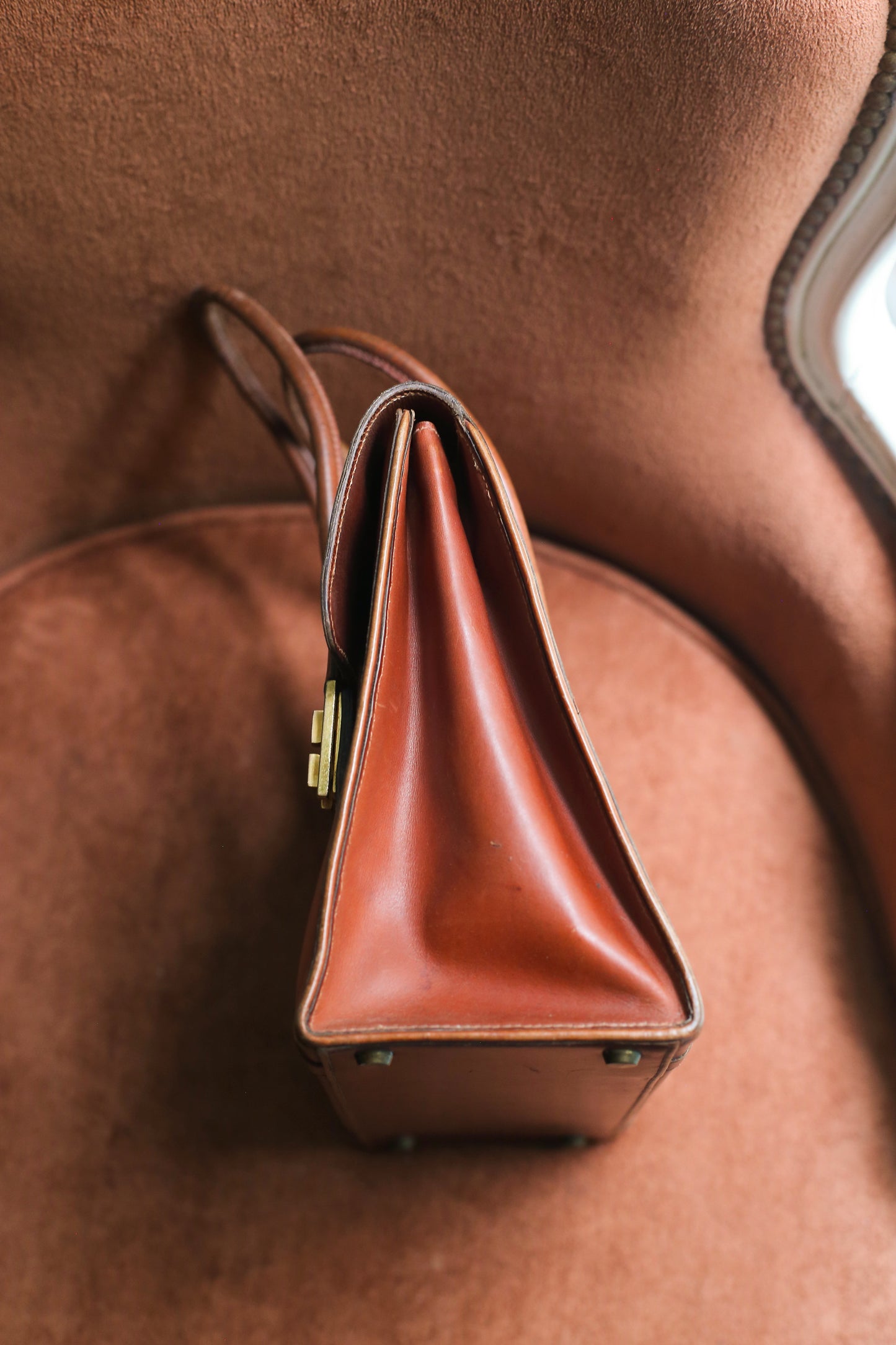 Hermès sac à main modèle Drag en cuir marron vintage