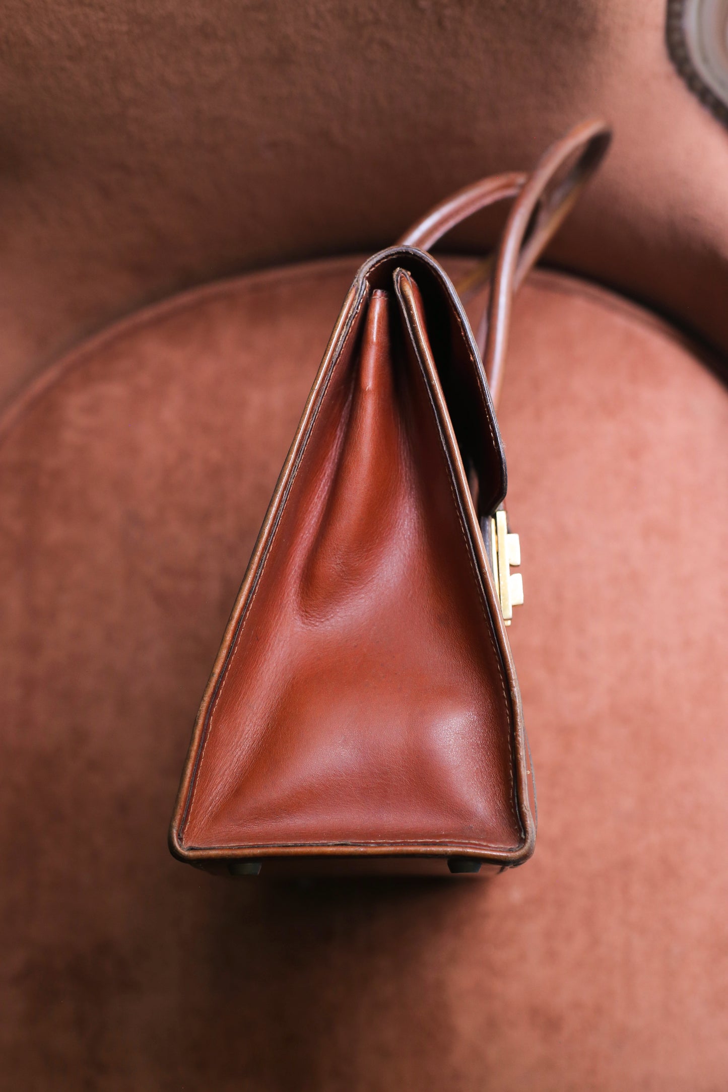 Hermès sac à main modèle Drag en cuir marron vintage