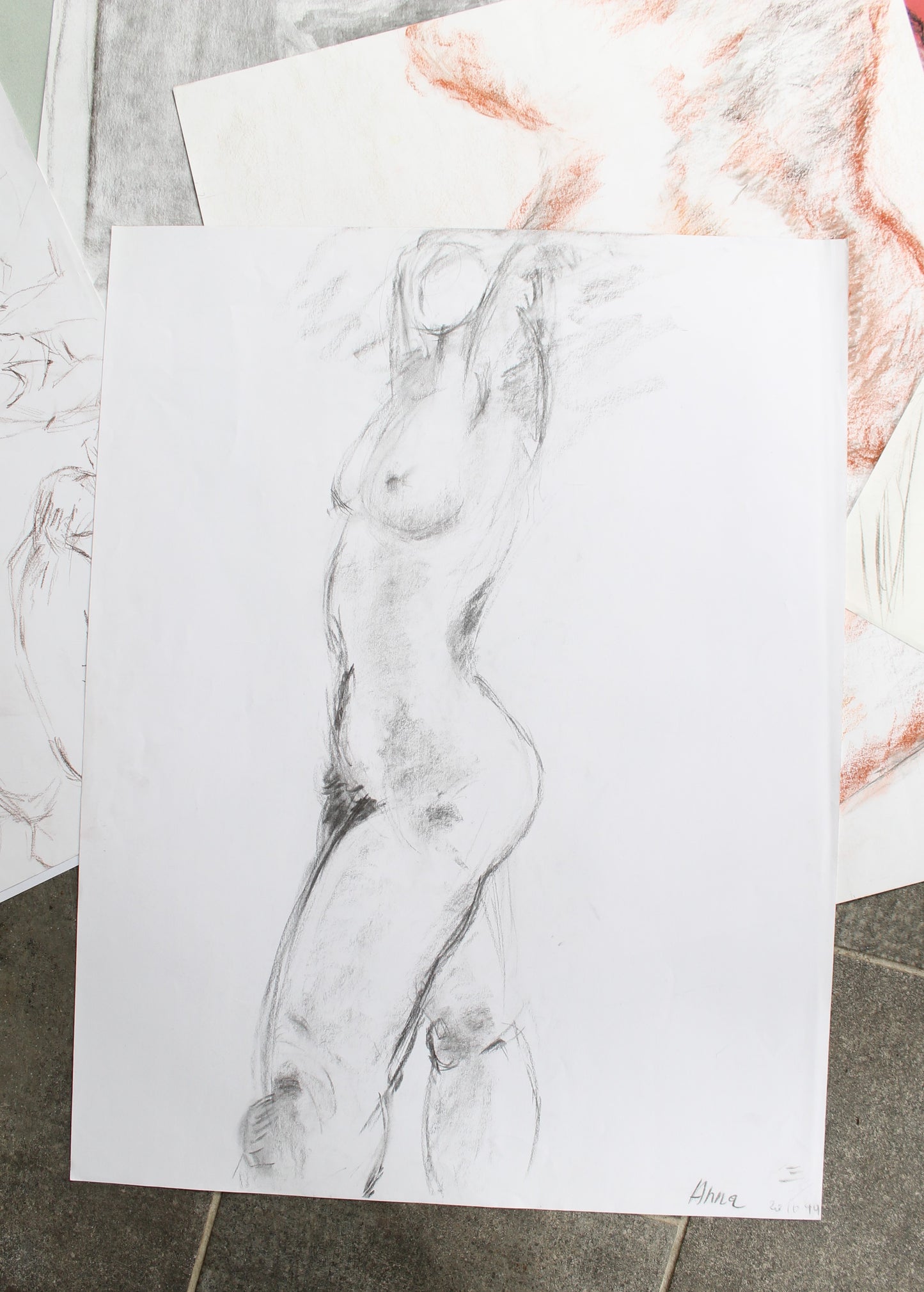 Nicole Clarence lot de 14 dessins (nus féminins) 65 x 50 cm