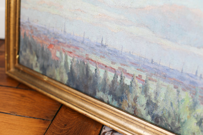 Georges Duvillier (1853 - 1926) "paysage aux nuages" huile sur toile fin XIXe siècle