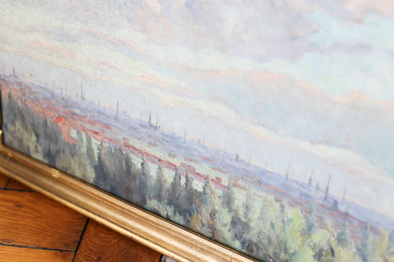 Georges Duvillier (1853 - 1926) "paysage aux nuages" huile sur toile fin XIXe siècle