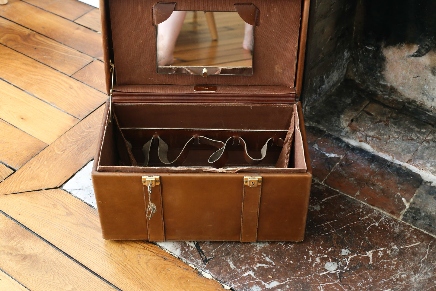 Balmain vanity-case en cuir couleur camel