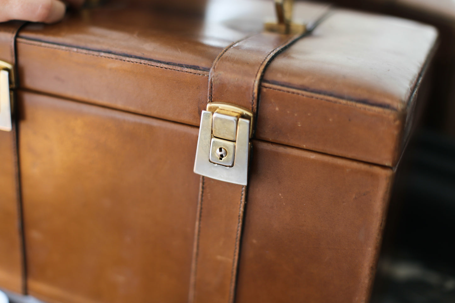 Balmain vanity-case en cuir couleur camel