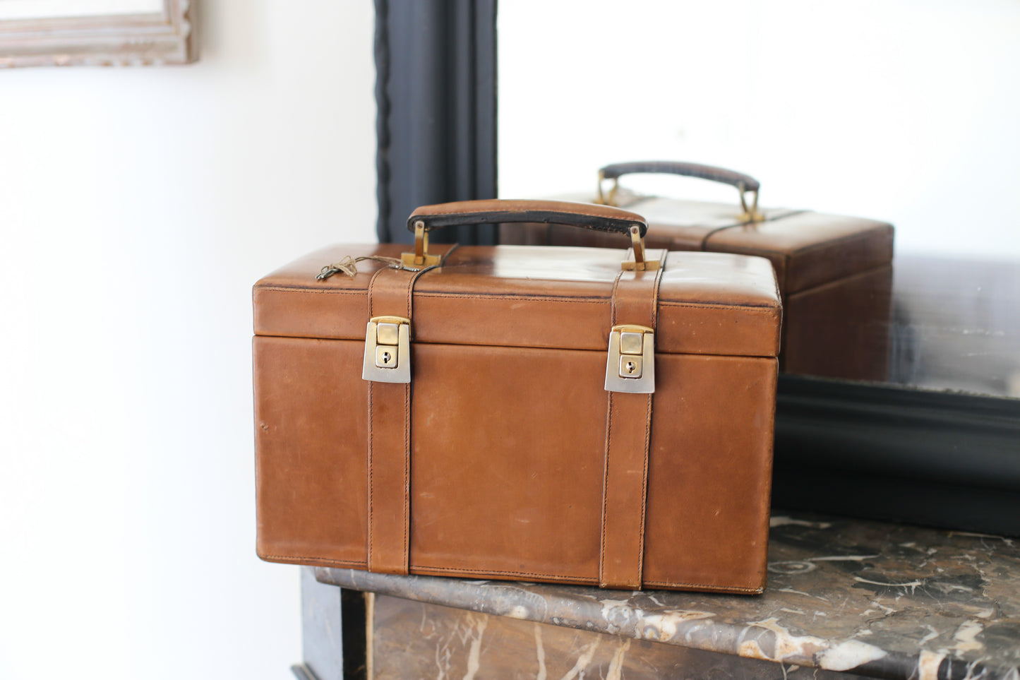 Balmain vanity-case en cuir couleur camel
