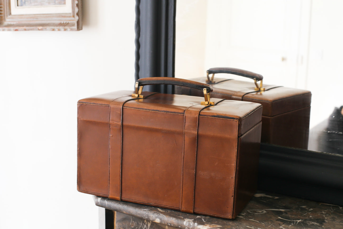 Balmain vanity-case en cuir couleur camel