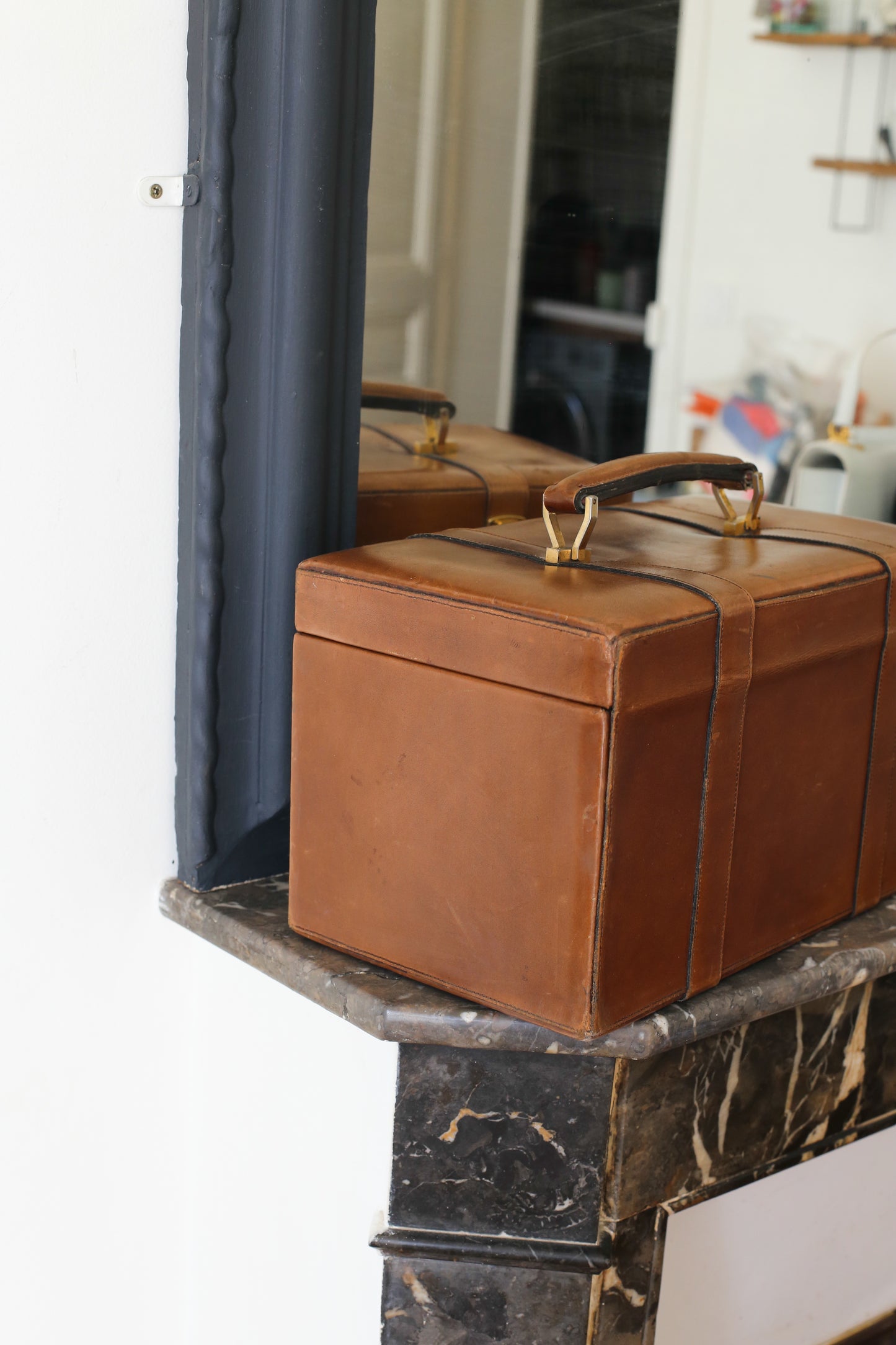 Balmain vanity-case en cuir couleur camel