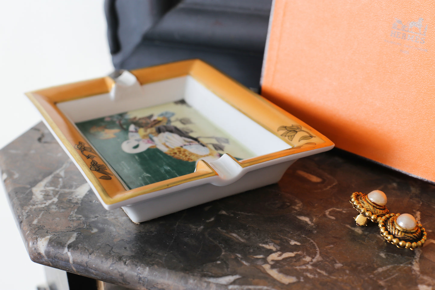 Hermès vide-poche en porcelaine à décor de canards