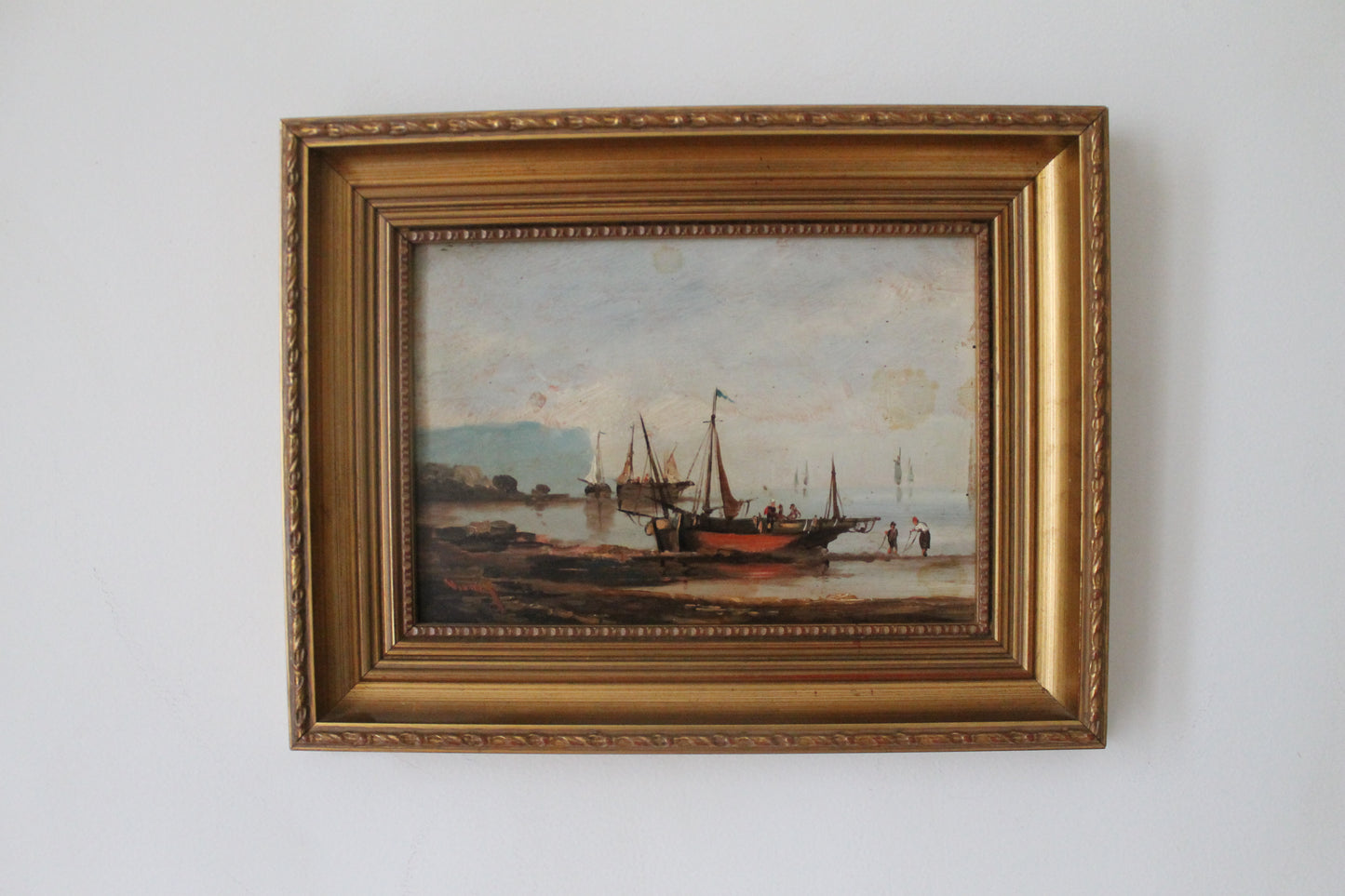 Paire de peinture à l'huile représentant une scène marine sur les côtes françaises