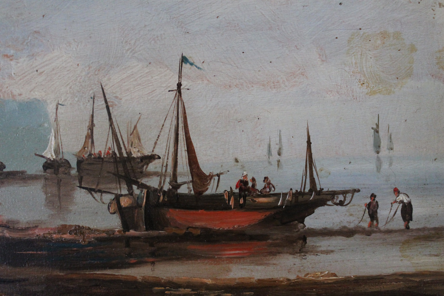 Paire de peinture à l'huile représentant une scène marine sur les côtes françaises