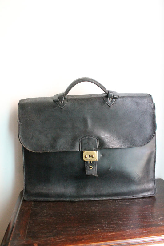 Hermès sac à dépêche en cuir noir box