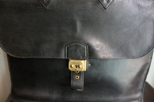 Hermès sac à dépêche en cuir noir box