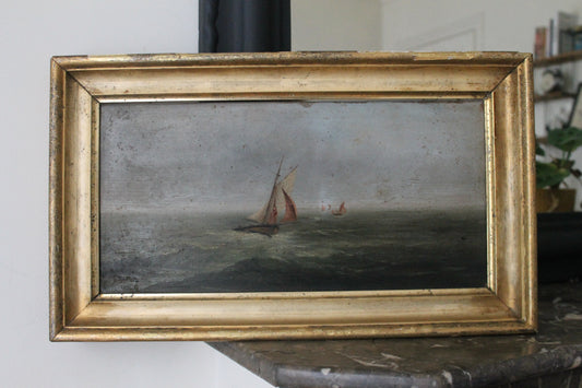 Maurice Proust (1867 - 1944) "Paire de marine" huile sur bois