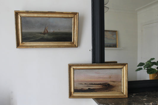 Maurice Proust (1867 - 1944) "Paire de marine" huile sur bois