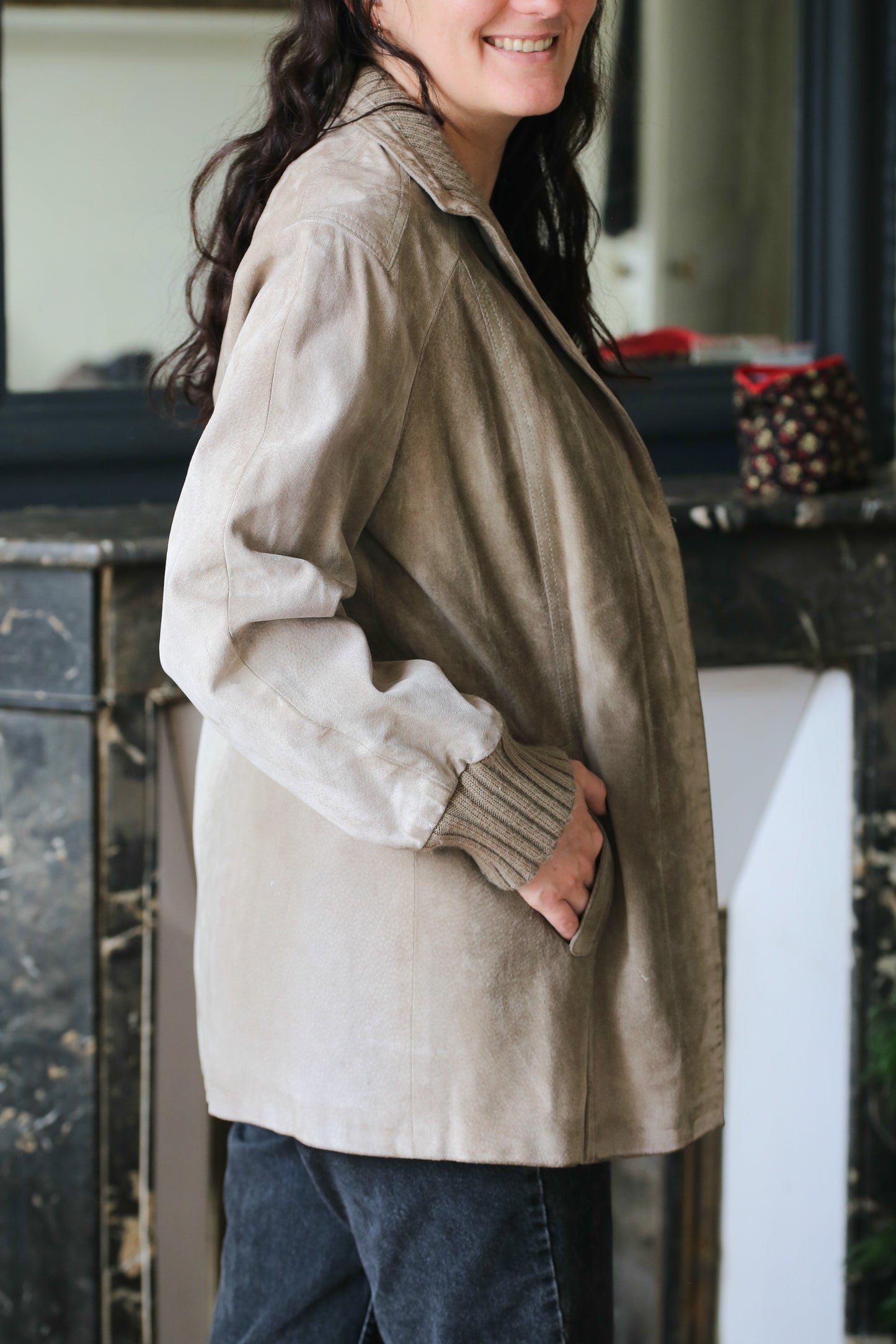 Céline veste vintage en cuir gris