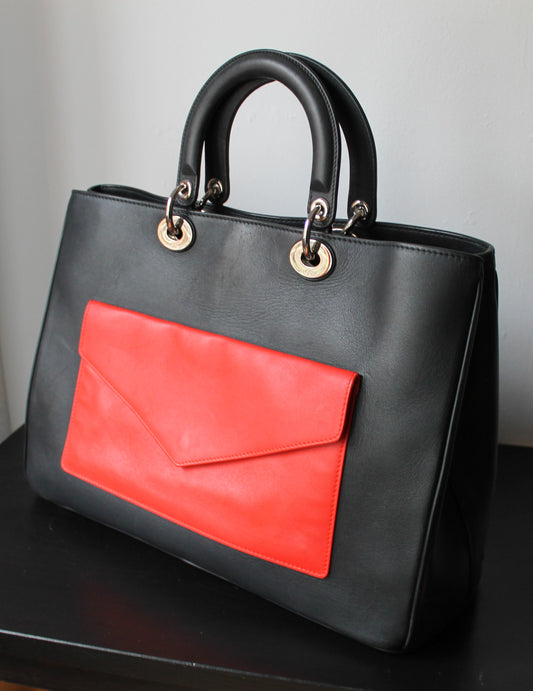 Dior sac à main Lady Dior modèle large pocket tricolore