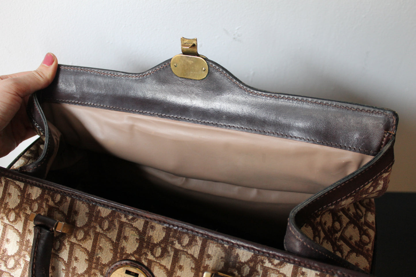 Dior vanity - trousse de toilette vintage en toile et cuir années 1970