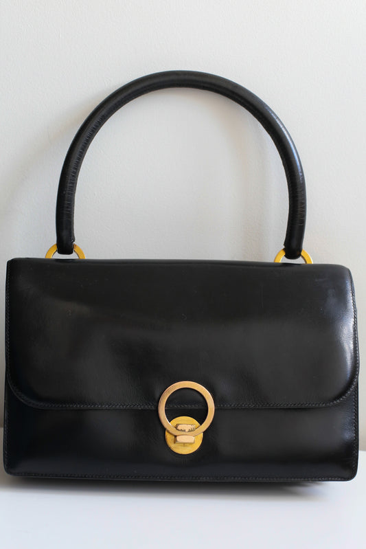 Hermès sac à main modèle ring en box noir