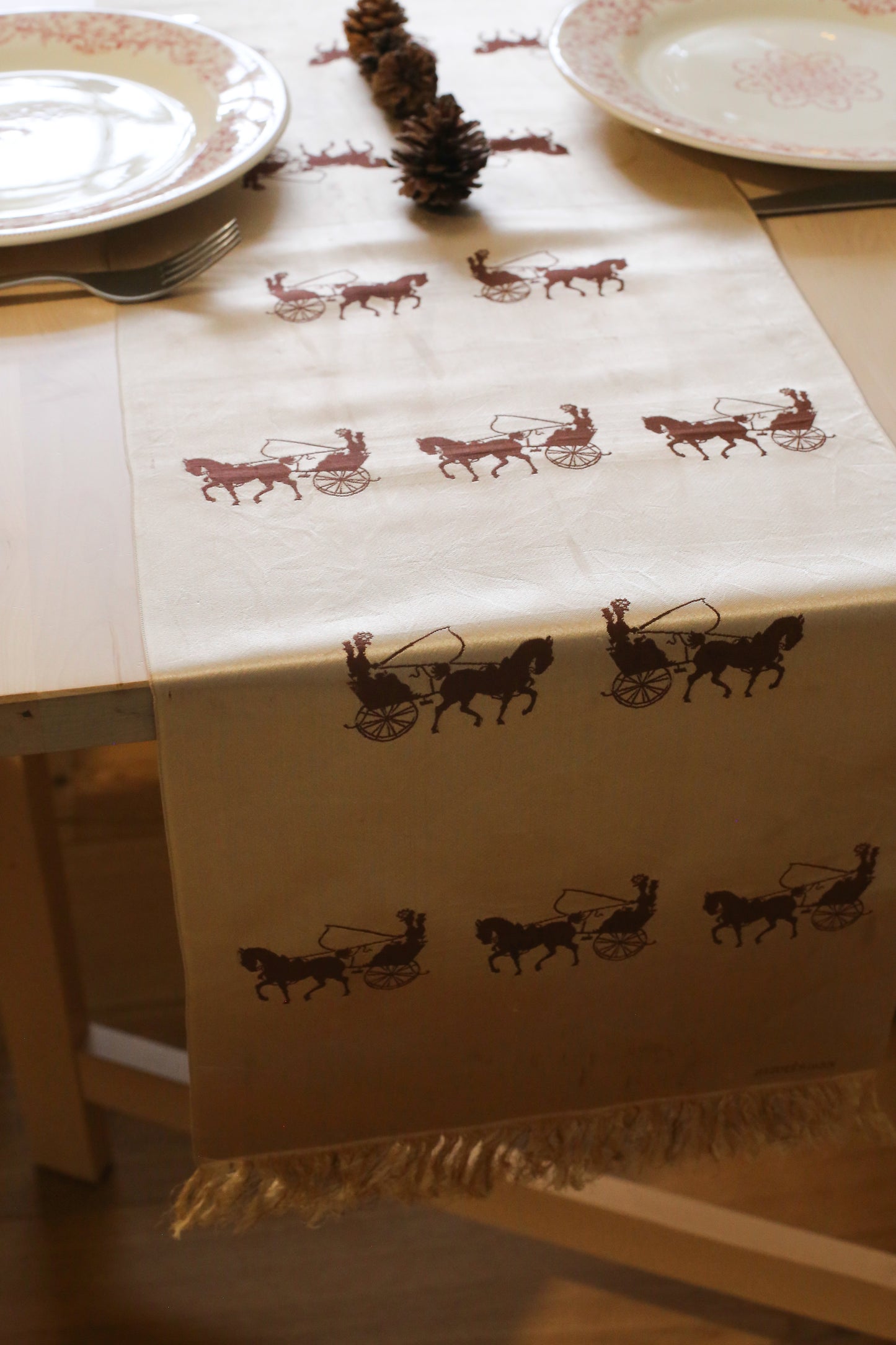 Hermès chemin de table en soie vintage