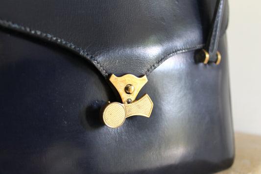 Hermès sac Gâchette en veau box bleu marine