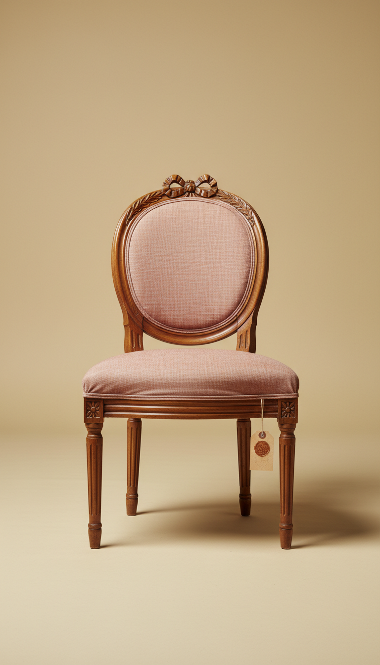 Chaise en noyer sculpté Louis XVI avec provenance