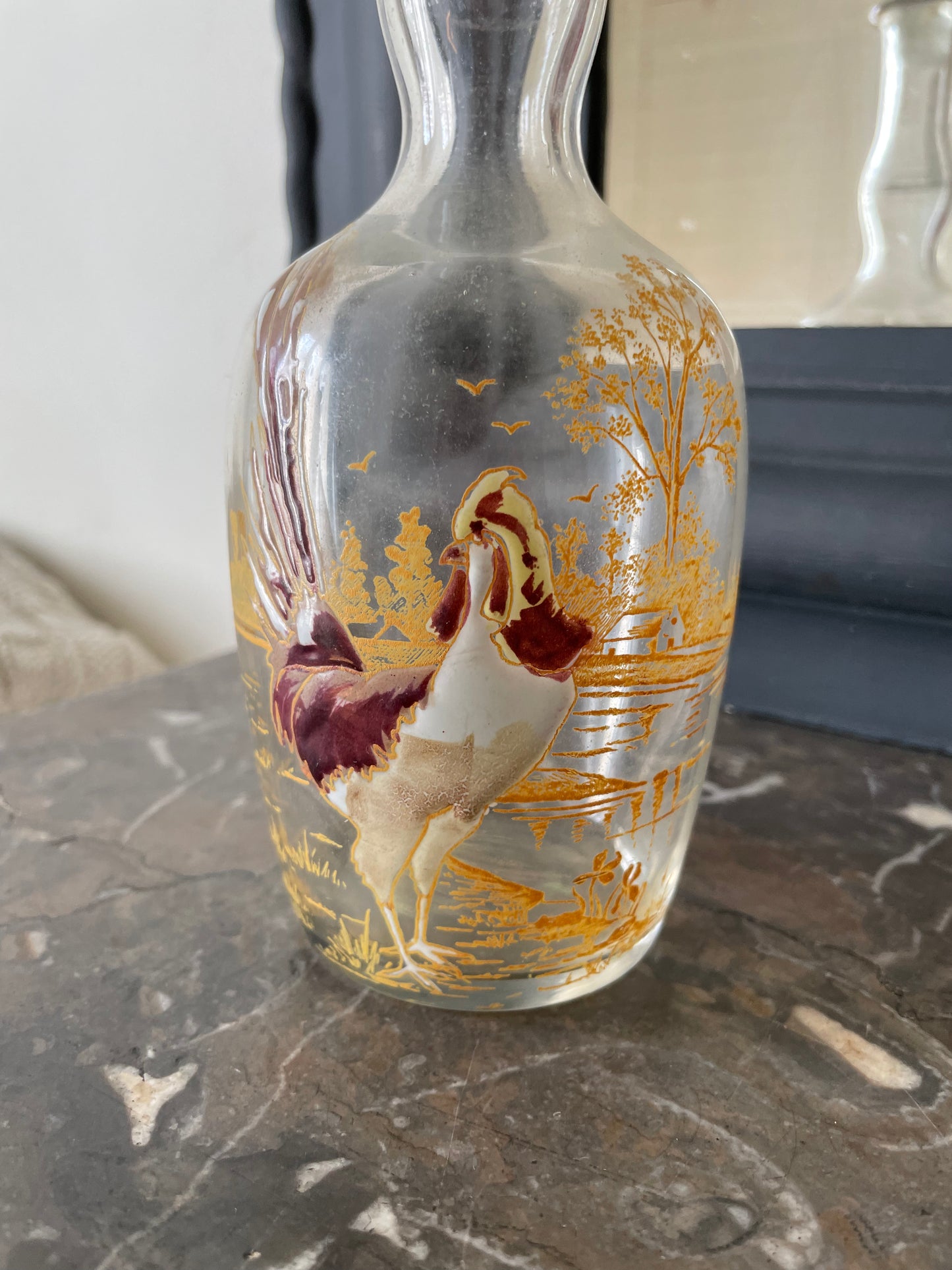 Legras (Fin XIXe siècle) Carafe à liqueur en verre émaillé