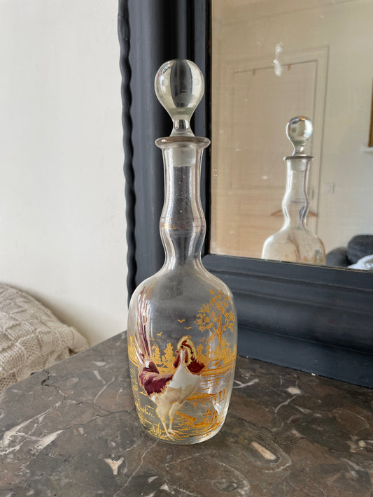 Legras (Fin XIXe siècle) Carafe à liqueur en verre émaillé
