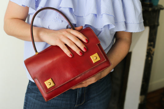 Sac à main Hermès en cuir rouge modèle Piano