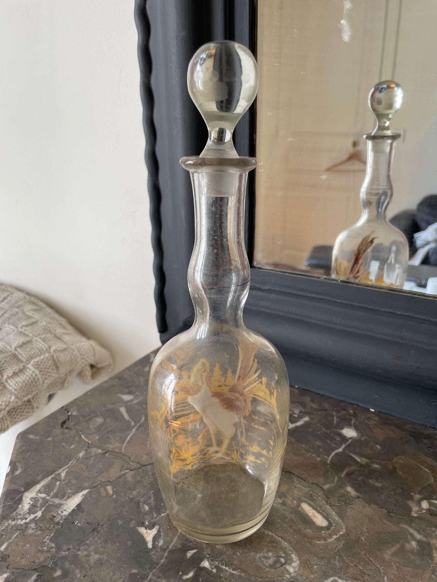 Legras (Fin XIXe siècle) Carafe à liqueur en verre émaillé