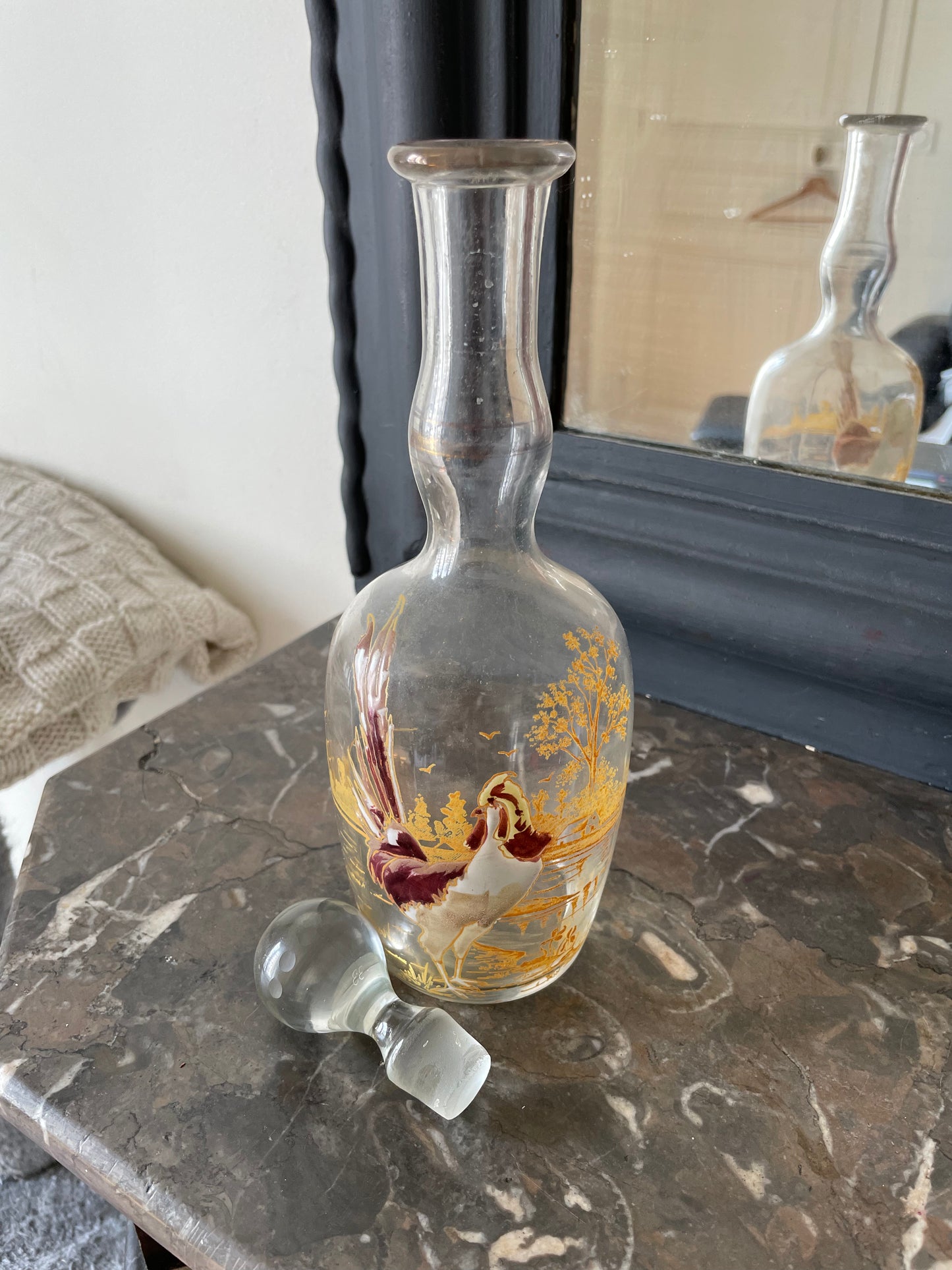 Legras (Fin XIXe siècle) Carafe à liqueur en verre émaillé