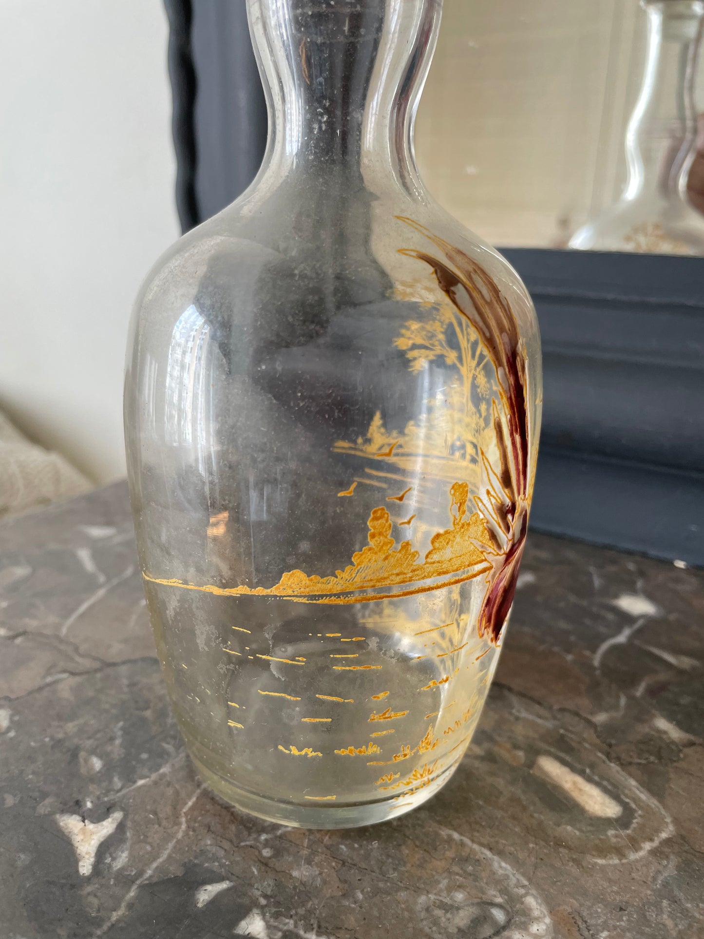 Legras (Fin XIXe siècle) Carafe à liqueur en verre émaillé