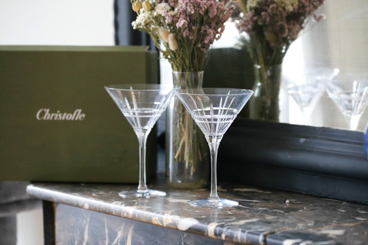 Christofle paire de verres à Martini cristal taillé collection Scottish