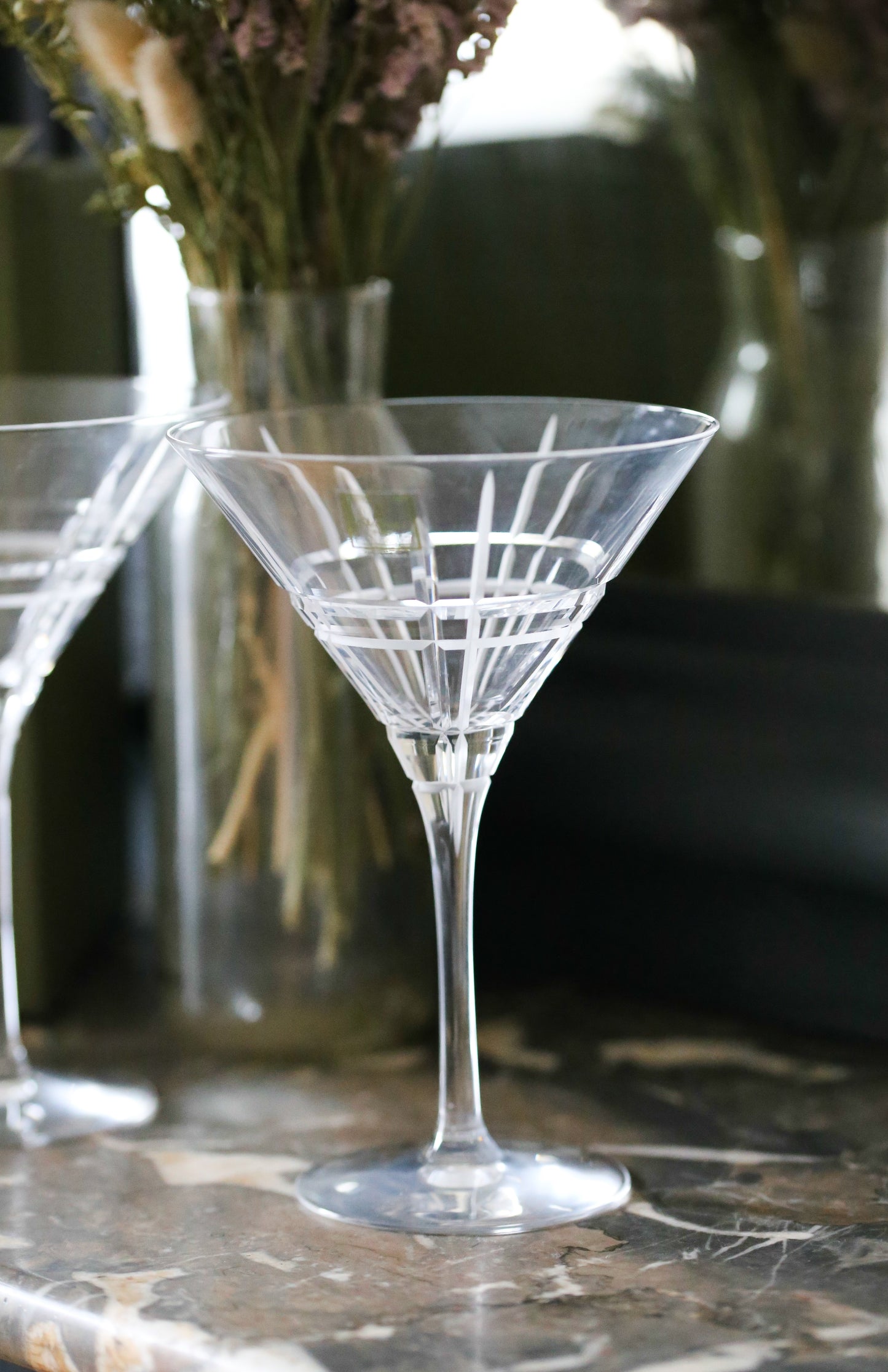 Christofle paire de verres à Martini cristal taillé collection Scottish