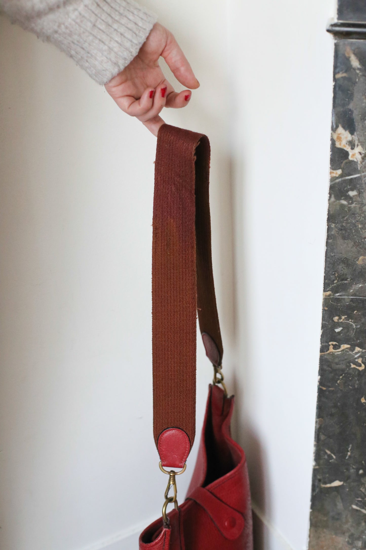 Hermès sac à main vintage modèle Evelyne cuir rouge bordeaux