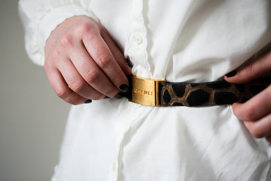 Chanel ceinture taille haute en cuir