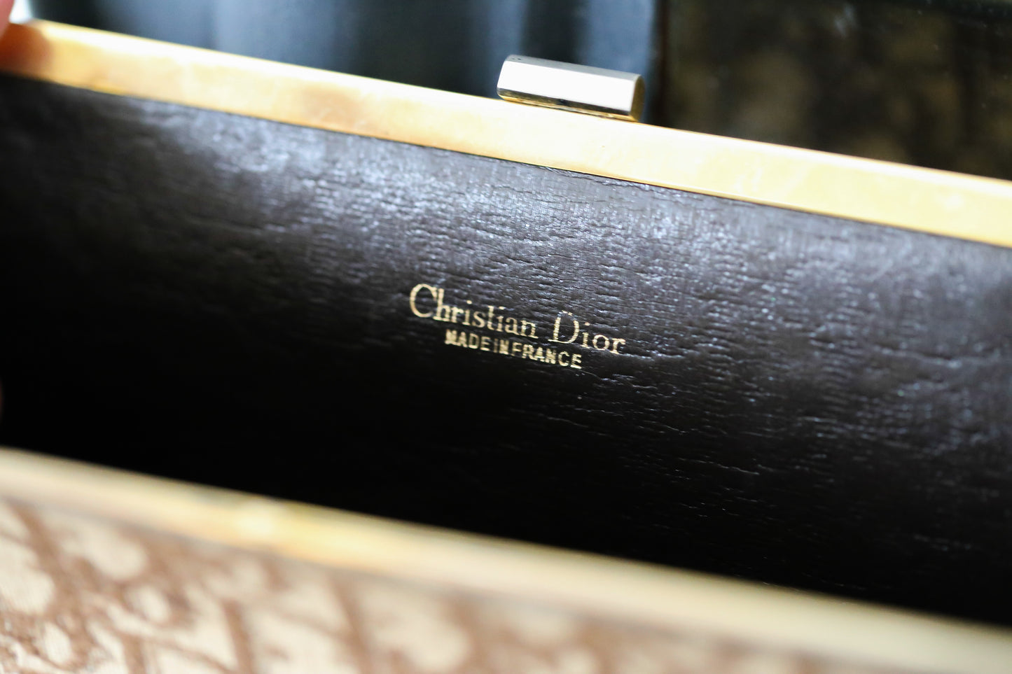 Pochette vintage en toile et cuir Dior oblique